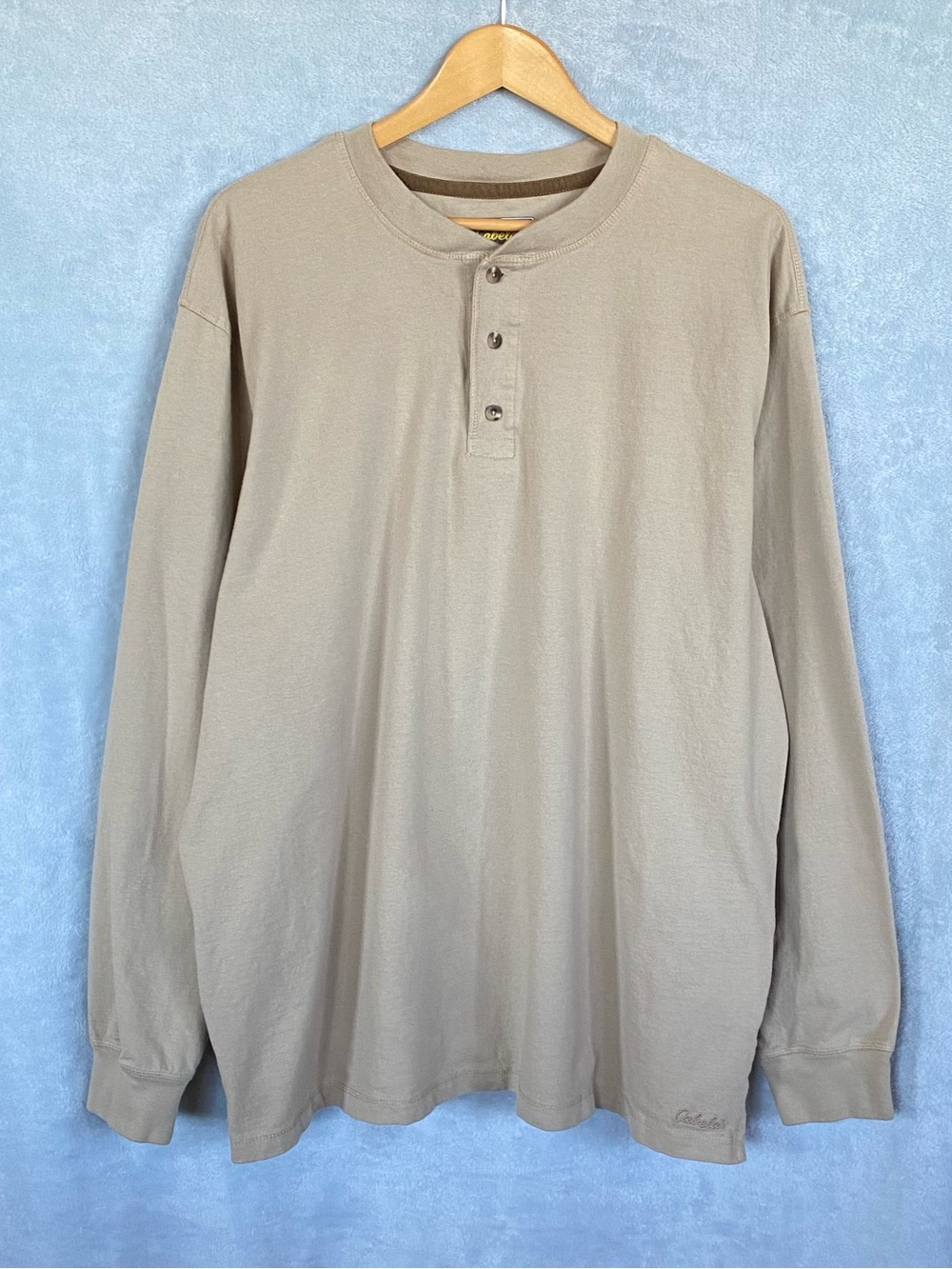 Cabela’s Heavyweight Henley Shirt Tan Long Sleeve Workwear 2XLT